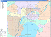 Fox Cities  Wall Map Color Cast Style